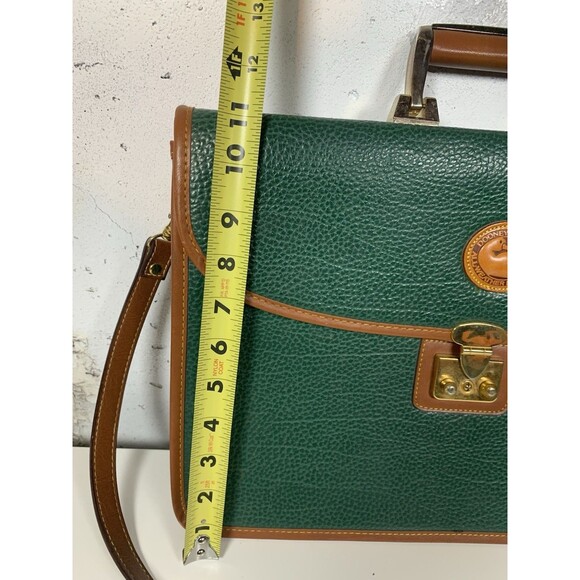 VTG Dooney & Bourke Green /Brown Pebble Leather Handle Briefcase/Document Bag - Picture 4 of 8